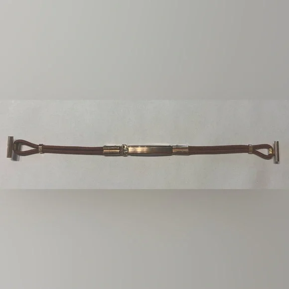 Ladies’ rose gold-plated brown cord unused vintage watch band - Picture 1 of 3